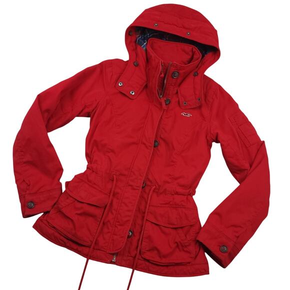 Vintage Y2K Hollister Women’s Hooded Flannel Lined Parka Jacket Sz Large - Picture 1 of 16